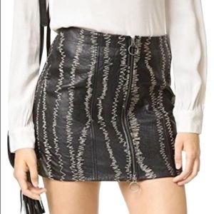 Free People NWOT Black Leather Zip Front Skirt